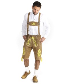 Trachtenlederhose kurz Franziskus (braun-gelb)