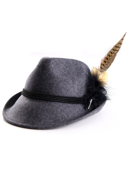 Bavarian hat ladies with feather H7-056 anthrazite
