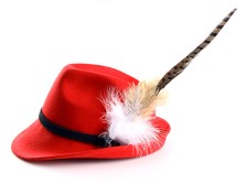 Bavarian hat ladies with feather H8-013 red 54 cm (S)