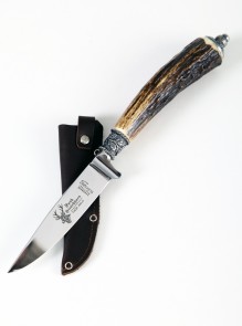 Traditional deer horn knife with snuffbox