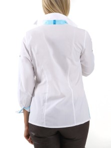 Bavarian blouse Conny (white-turquoise)
