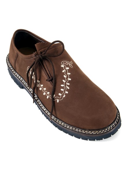 Bavarian shoes darkbrown nubuck with embroidery S8 40