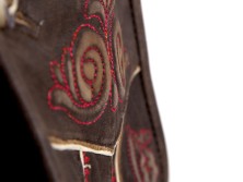 Trachtenlederhose Eva mit pinken Stickereien (dunkelbraun) 34