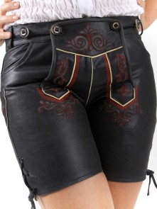 Bavarian lederhosen ladies Eva with red embroidery (black)