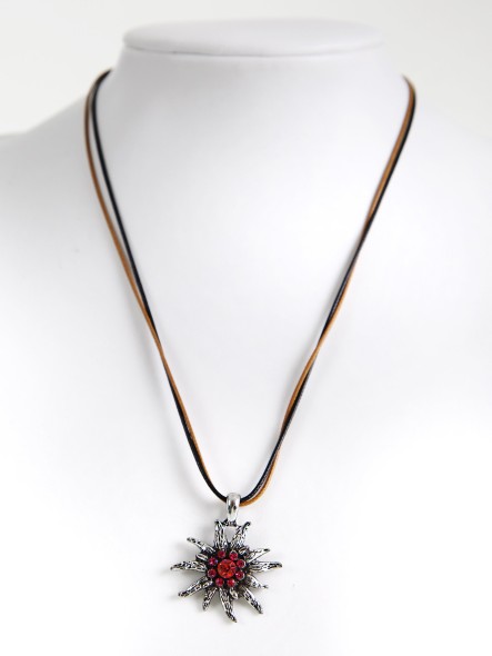 Bavarian necklace edelweiss with rosé stones (K20)