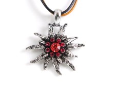 Bavarian necklace edelweiss with rosé stones (K20)