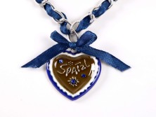 Bavarian necklace blue with Spatzl heart pendandt (K28)