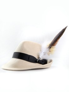 Bavarian hat ladies with feather H10-004 beige