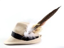 Bavarian hat ladies with feather H10-004 beige 56 cm (M)