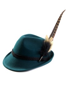 Bavarian hat ladies with feather H11-014 dark turquoise