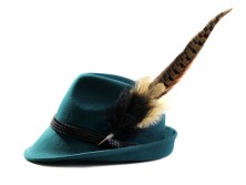 Bavarian hat ladies with feather H11-014 dark turquoise 54 cm (S)