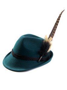 Bavarian hat ladies with feather H11-014 dark turquoise 58 cm (L)