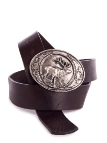 Bavarian belt with stag motive buckle (darkbrown)