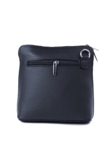 Bavarian bag Mia genuine leather with silver stag (black)
