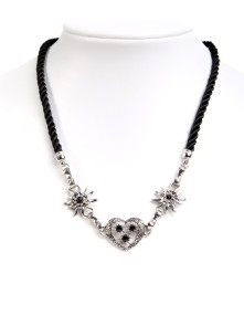 Bavarian necklace edelweiss flowers and heart (K40)