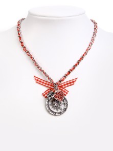 Costume necklace with bavarian pendandts red (K35)