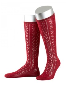 Bavarian stockings Lissy with ajour pattern (bordeaux)