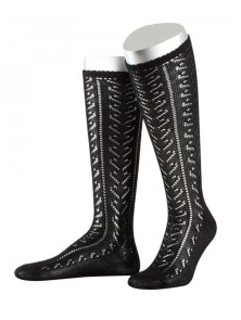 Bavarian stockings Lissy with ajour pattern (black)