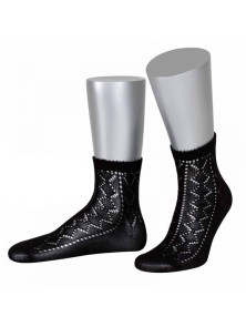 Bavarian socks Nora with ajour pattern (black)