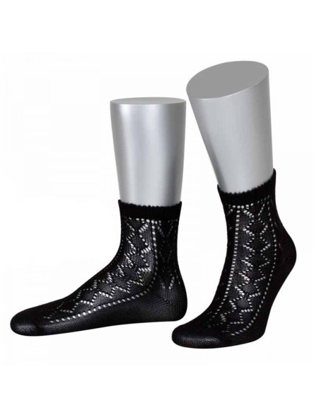 Bavarian socks Nora with ajour pattern (black) 36-38
