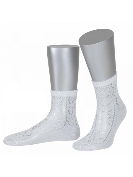 Bavarian socks Nora with ajour pattern (white) 36-38