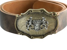 Bavarian belt with bavarian lions brass-silver (antique brown) 115cm