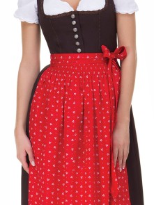 Long Dirndl Elena brown with red apron 46
