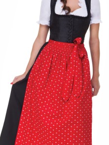 Long Dirndl Uschi black with red apron 36