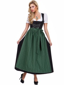 Long Dirndl Luisa black with green apron