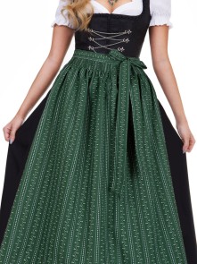 Long Dirndl Luisa black with green apron