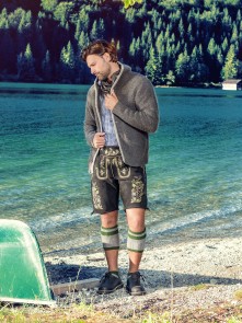 Trachtenlederhose kurz Wildbock Arlberg (schwarz)