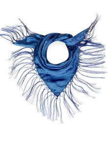 Almbock silk scarf with fringes (blue)