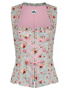 Bavarian bodice Rosa gray with floral pattern