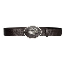 Bavarian deer belt with leather buckle (dark brown)