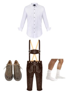 Bavarian costume set Marinus with Shirt Valentin (white with stand-up-collar)