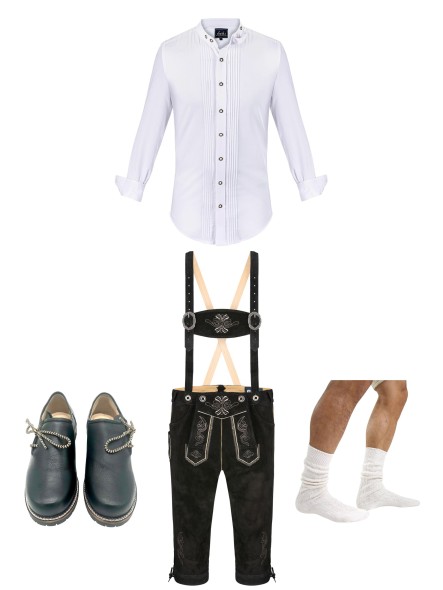 Bavarian costume set Austria with Shirt Valentin (white with stand-up-collar)