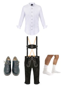 Bavarian costume set Austria with Shirt Valentin (white with stand-up-collar)