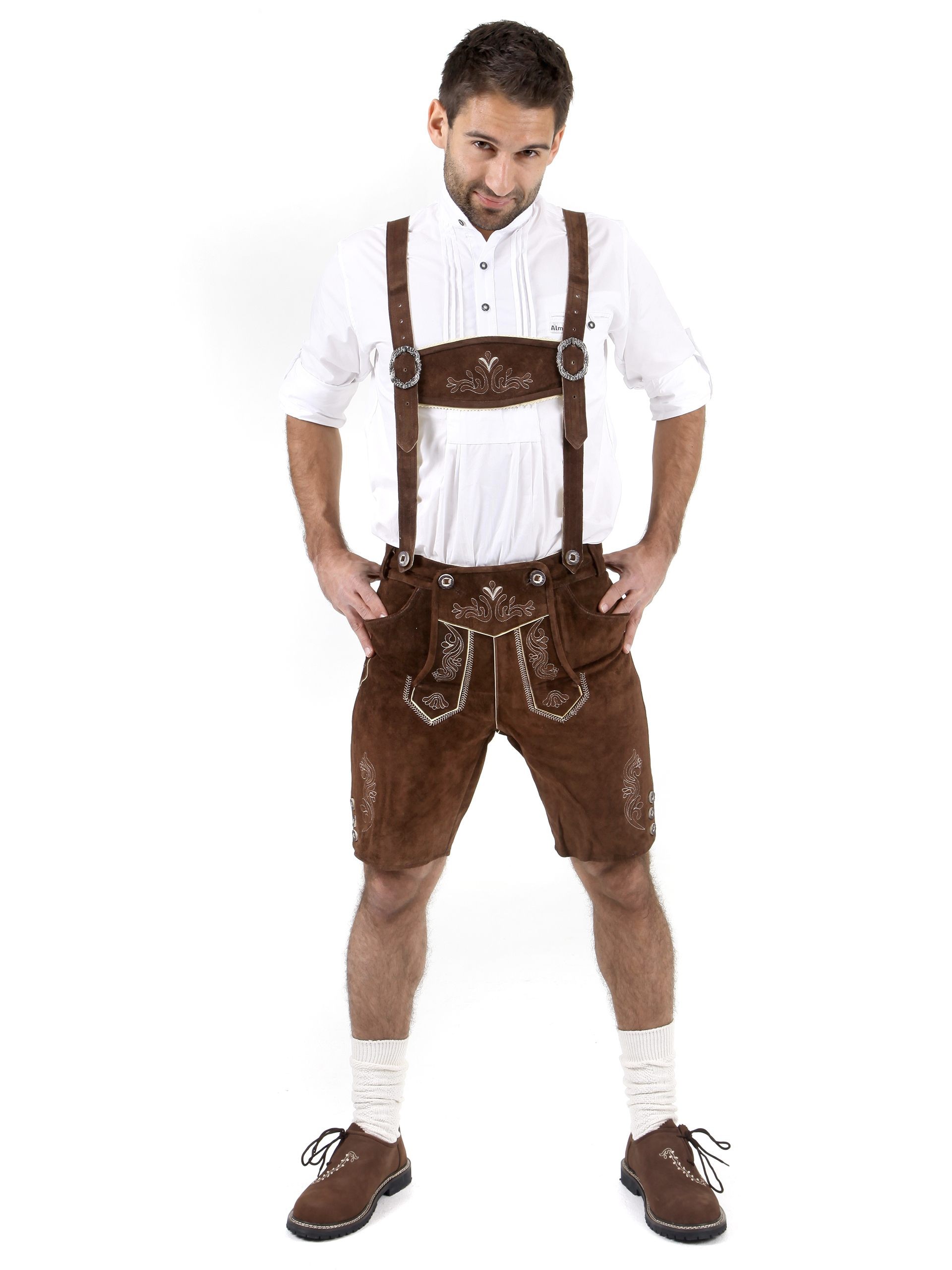 4 Pcs Lederhosen Set German Bavarian Trachten Oktoberfest Men's Short Package