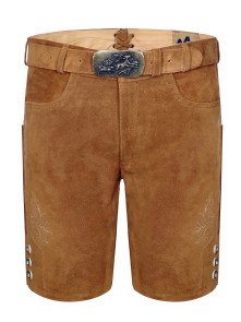 Bavarian lederhosen short Bert with belt (medium brown)