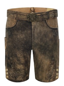 Bavarian lederhosen Adam old-antique with belt (dark brown)