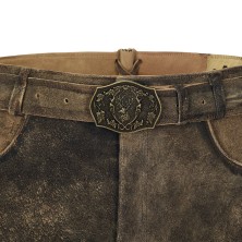 Bavarian lederhosen Adam old-antique with belt (dark brown)