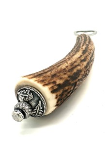 Deer horn bottle opener with deer horn handle and snuff box