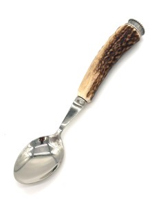 Deer horn spoon with oak leaf motif