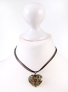 Bavarian necklace antique heart with stones (K19)