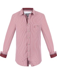 Shirt Lukas (wine red-check with standard collar)