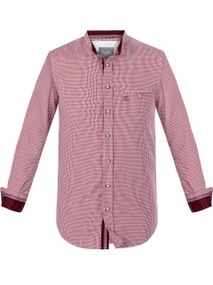 Shirt Georg (wine red-check with stand-up-collar)